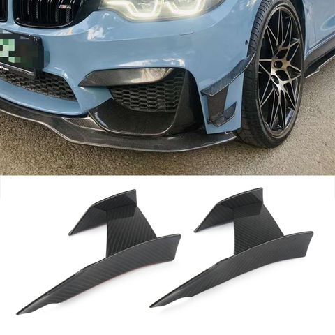 Rubber Carbon Fiber Car Front Bumper Splitter Fin Exterior Body Spoiler  Canards