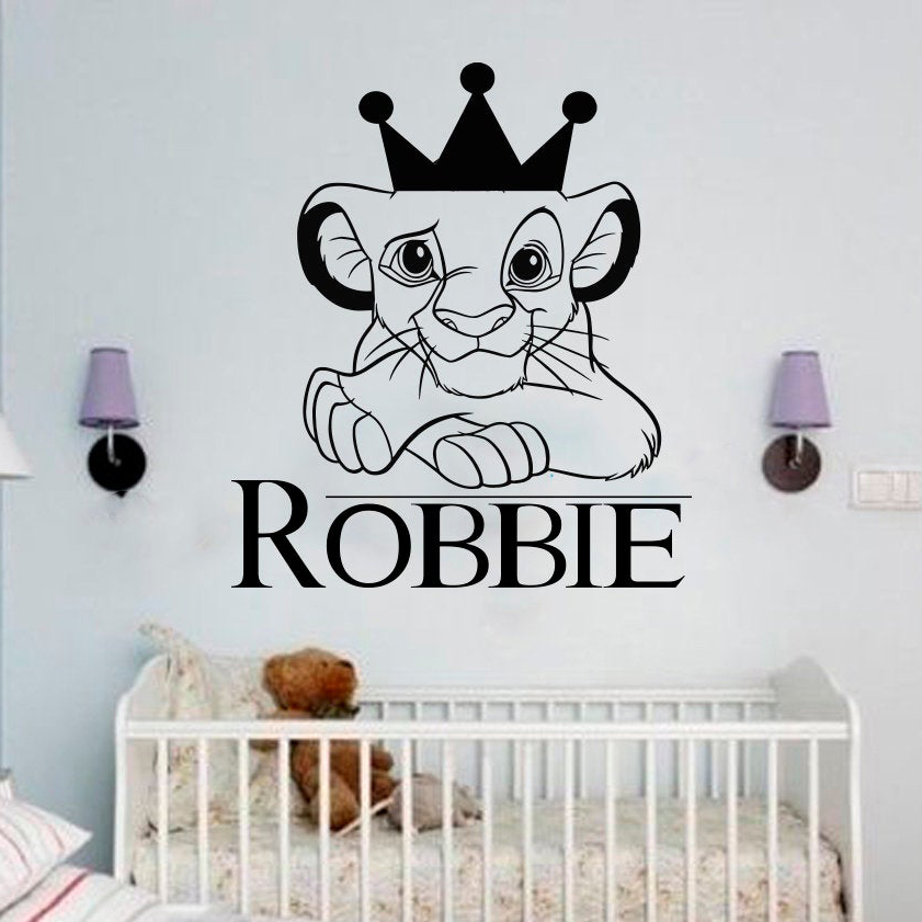 Lion Wall Decal Personalised Custom Name Removable Vinyl Sticker For Boys Kids Room Decor Mural X053 Alitools - Lion Wall Sticker With Name