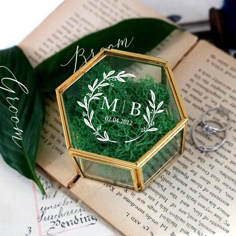 Personalized Custom Ring Box Geometric Permanent Wedding Gift Transparent Glass Jewelry Box Storage Box Wedding Decoration ► Photo 1/6