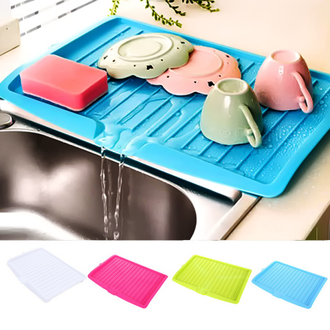 Drain Rack Kitchen Silicone Dish Drainer Tray Large Sink Drying Rack Worktop Organizer Drying Rack For Kitchen Dishes Tableware ► Photo 1/1