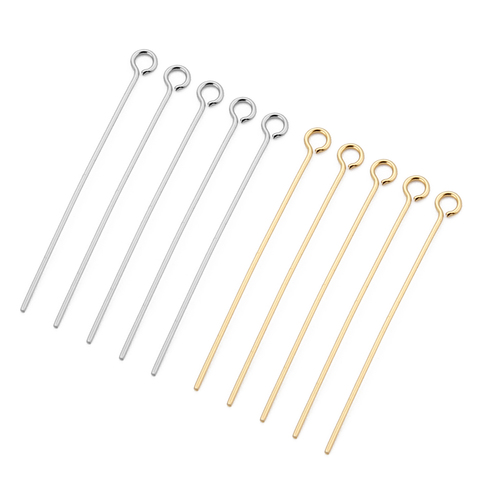 100pcs Stainless Steel 9 Eye Pin Gold Silver Tone 0.6mm Thick Loop Eyepin Findings for DIY Handmade Earring Jewelry Making ► Photo 1/6