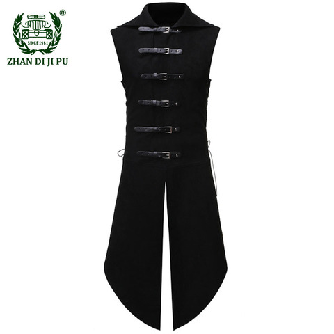 Men's Gothic Tuxedo Vest Medieval Vintage Sleeveless Steampunk Victorian Suit Vests Male Halloween Party Retro Cosplay Trench ► Photo 1/6