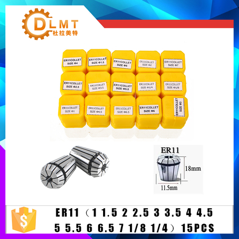 15pcs/set ER11 1-7MM Spring Collet High Precision Collet Set For CNC Engraving Machine Lathe Mill Tool ► Photo 1/6