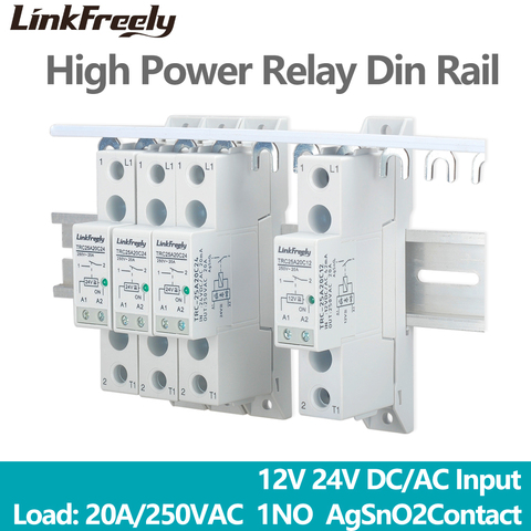 TRC-25A20C24 High Power Relay Din Rail  Input 24VDC/AC 20mA Output 250VAC 20A Electromagnetic Contact Relay Control Board Module ► Photo 1/6