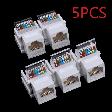 5pcs Tool-free CAT5E UTP network module RJ45 connector Information socket Computer Outlet cable adapter Jack ► Photo 1/6
