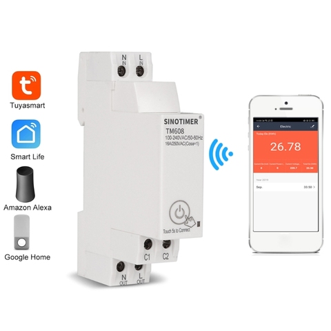 TM608 Single Phase WIFI Home Energy Meter with Timer Switch Remote Control by APP Multi-functional Voltage Current Detection Tim ► Photo 1/6