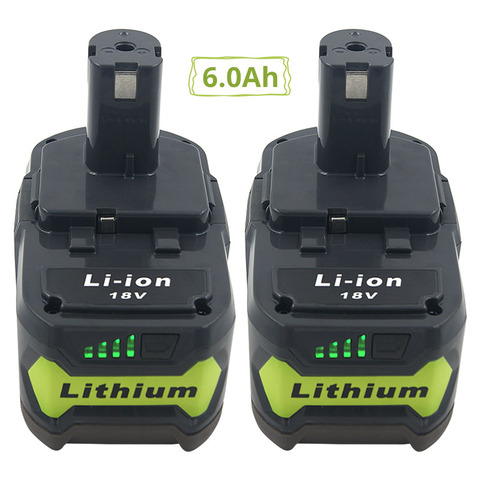 2 Pack 6000mAh 18V Replacement Battery for Ryobi 18V Lithium Battery P102 P103 P105 P107 P108 P109 Ryobi ONE+ Cordless Tool ► Photo 1/6