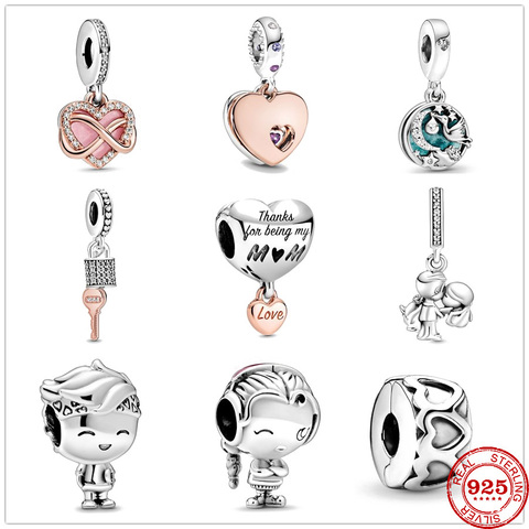 2022 New boy girl teenager love you heart lock pendant Beads fit Original Pandora Charms Silver 925 Bracelet DIY Women Jewelry ► Photo 1/6