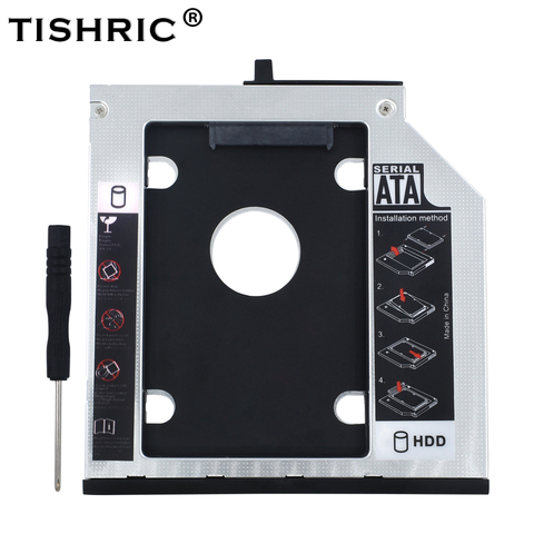 TISHRIC Aluminum HDD Caddy 9.5 12.7mm HDD Case Box SATA 3.0 Optibay Enclosure For Lenovo ThinkPad T420 T430 T510 T530 W700 ► Photo 1/6