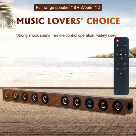 40W Wooden TV SoundBar Bluetooth Speaker Home Theater System 3D Surround Sound Bar Subwoofer Audio Remote Control Wall Mountable ► Photo 1/5