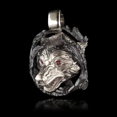 EYHIMD Mens Boys 316L Stainless Steel Red Cz Crystal Eye Wolf Pendant Necklace Gothic Punk Biker Jewelry Gift ► Photo 1/1