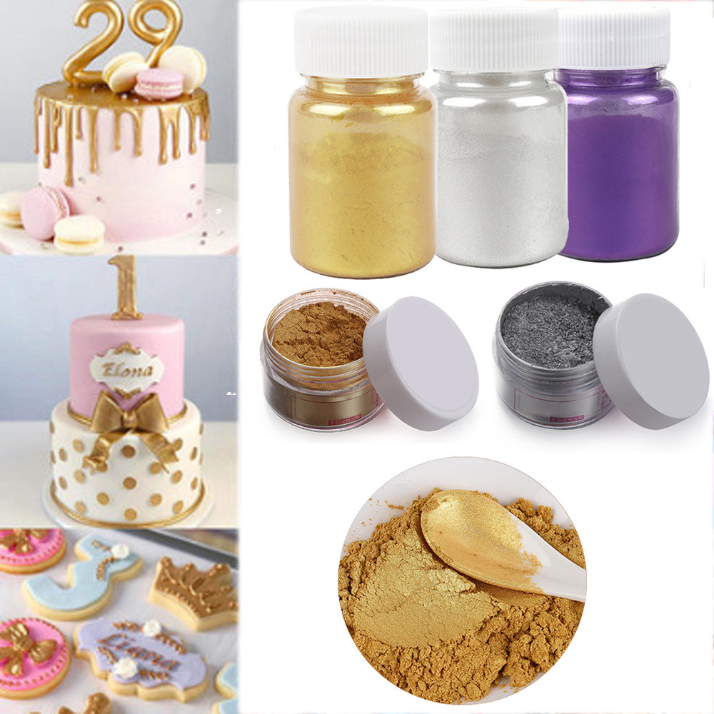 Buy Online 15g Edible Glitter Cake Decoration Powder Mousse Cake Macaron Chocolate Flash Powder Silver Pearl Powder Baking Color Dust Alitools