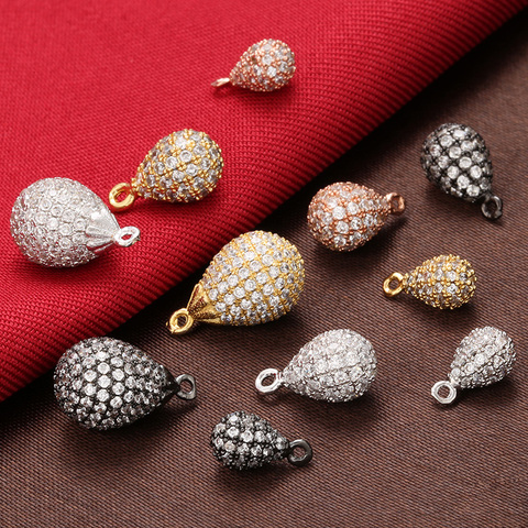 ZHUKOU 6x11mm Multi-color Brass Cubic Zirconia Tears Charms Pendants for handmade Diy Necklace&earrings Jewelry model:VD374 ► Photo 1/5