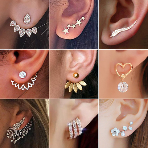 2022 New Fashion Simulated Pearls Pendient  Angel Wings Leaf Feather Flowers Stud Earrings For Women Wedding Jewelry ► Photo 1/6