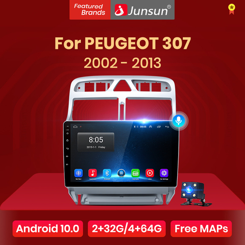 Junsun V1 2G + 32G Android 9.0 For Peugeot 307 2002 - 2008 - 2013 Car Radio Multimedia Video Player Navigation GPS 2 din dvd ► Photo 1/6
