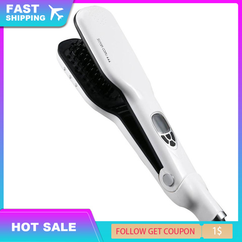 Hair Straightener with Steam Salon Professional Nano Titanium Ceramic Steam Flat Iron with Removable Comb Digital LCD 5 Level ► Photo 1/6
