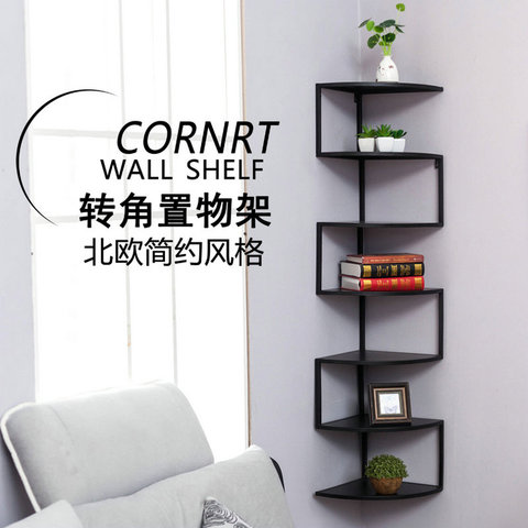 HQ CR02 Iron Art Corner Shelf Organizer Wall Shelf Kitchen Storage Rack Holder Home Living Room Decoration Bookshelf Shelves ► Photo 1/6