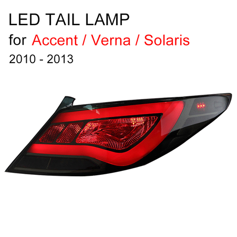 LED Tail Lamp for Hyundai Accent/Verna/Solaris 2010 2011 2012 2013 Red Smok Black LED Tail Light Turning Signal and Brake Light ► Photo 1/6