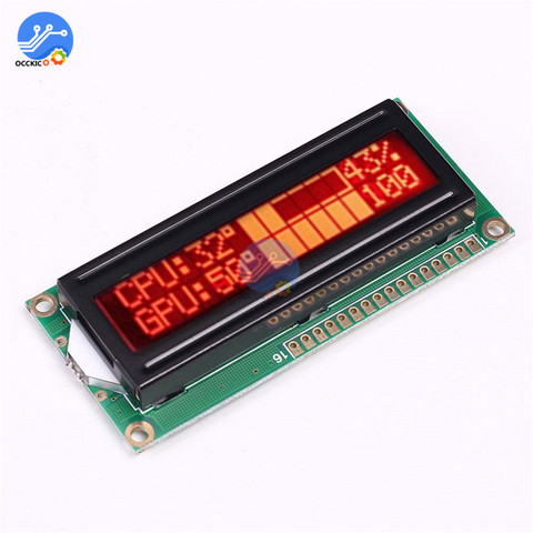 1602A Screen LCD Display Module 5V 16x2 Red Character Dot Black Background Parallel Port LCD Controller Module ► Photo 1/6