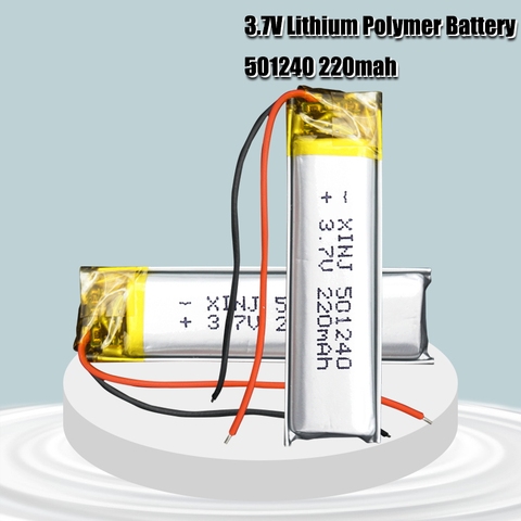 3.7V 220mAh 501240 Battery Li-Polymer Rechargeable Battery 501240 Li Po Lithium Cells for GPS Bluetooth Earphone MP3 MP4 051240 ► Photo 1/6