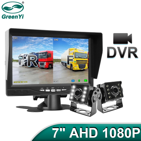 GreenYi 1280*720 Recording DVR 2 Truck Backup Camera AHD Night Vision with 7