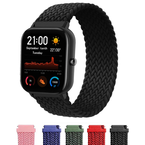 Braided SOLO LOOP band For Xiaomi Amazfit Gts2-Bip-Pace-Gtr 42/46mm smartwatch For Garmin Vivoactive3 Bracelet smart watch strap ► Photo 1/6