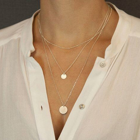 SUMENG Fashion Gold  Color Layered Necklaces Set/Set of 3 Layered Necklaces Disk Necklaces Layering Necklaces Layered For Women ► Photo 1/3