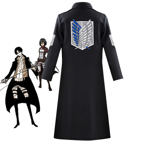 Anime Attack on Titan Cosplay Cloak Coat Shingeki no Kyojin Levi Rivaille Mikasa Eren Jacket Long Trench Coat Halloween Costumes ► Photo 1/6