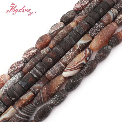 Natural Round Oval Twist Frost Cracked Black Multicolor Agates Natural Stone For DIY Women Necklace Bracelet Jewelry Making 15
