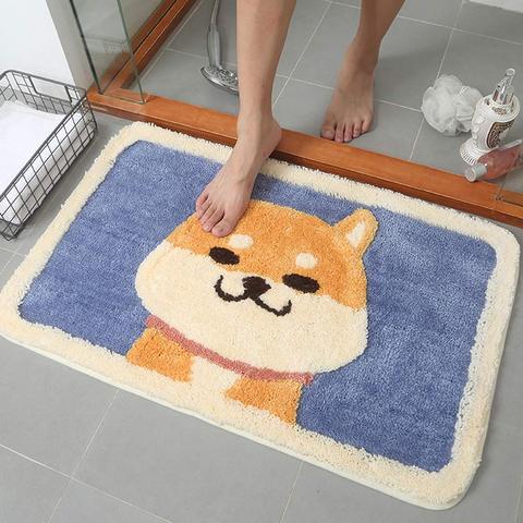 Shiba Inu Cartoon Door Mat Bath Rug Anti-Slip Water Absorption Shower Home Dog Carpet  Toilet Door Bathroom Anti-skid Pad ► Photo 1/6