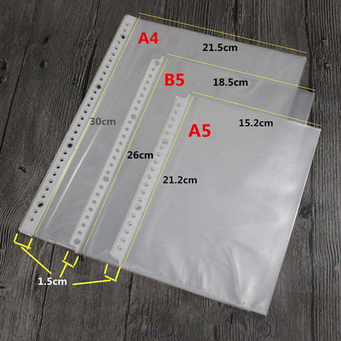 30 26 20 holes plastic pockets, A4 B5 A5 plastic transparent sleeves 100sheets ► Photo 1/6