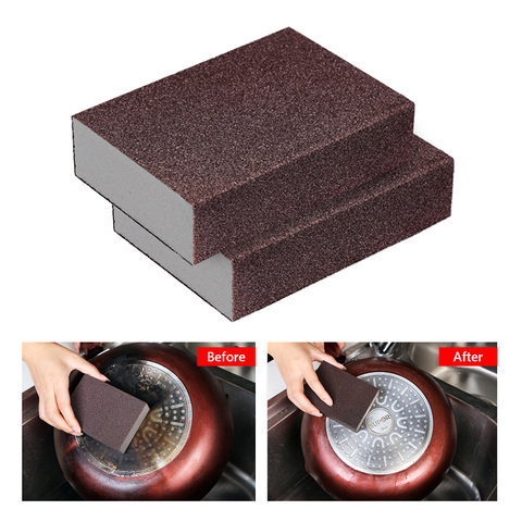 2PCS 10 x 7 x 2.5cm Magic Brown Emery Sponge Dishwashing Brush Eraser Kitchen Pot Except Rust Cleaning Kitchen Accessory Items ► Photo 1/6