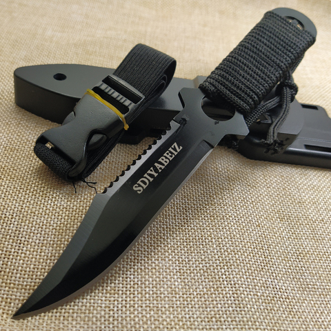 Tactical Fixed Blade 7CR14Mov Blade Steel Handle Outdoor Camping Survival Hunting Utility Knife Military Pocket Tool+ ABS Sheath ► Photo 1/6