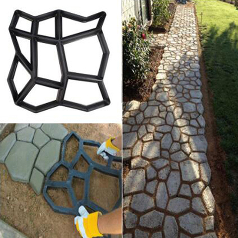 DIY Paving Mould Home Garden Floor Road Concrete Stepping Driveway Stone Path Mold Patio Maker Black Plastic Making ► Photo 1/6