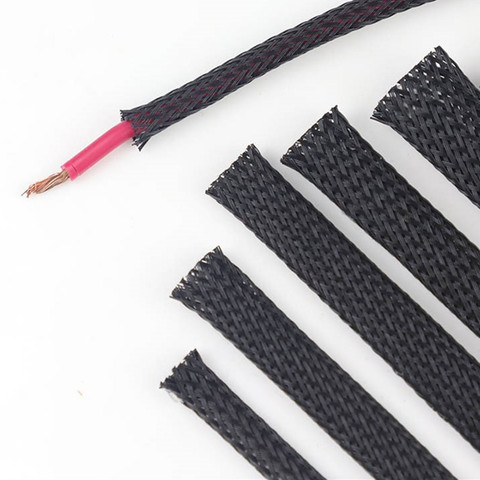 5 size*1M  Cable Sleeve Black Insulated Braided Sleeve Auto Wire Harnessing High Density Sheathing 4/6/8/10/12MM ► Photo 1/1