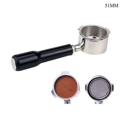 51mm Stainless Steel Coffee Machine Bottomless Filter Holder Portafilter Espresso Coffee Make Wood Placstic Handle Filter ► Photo 1/6