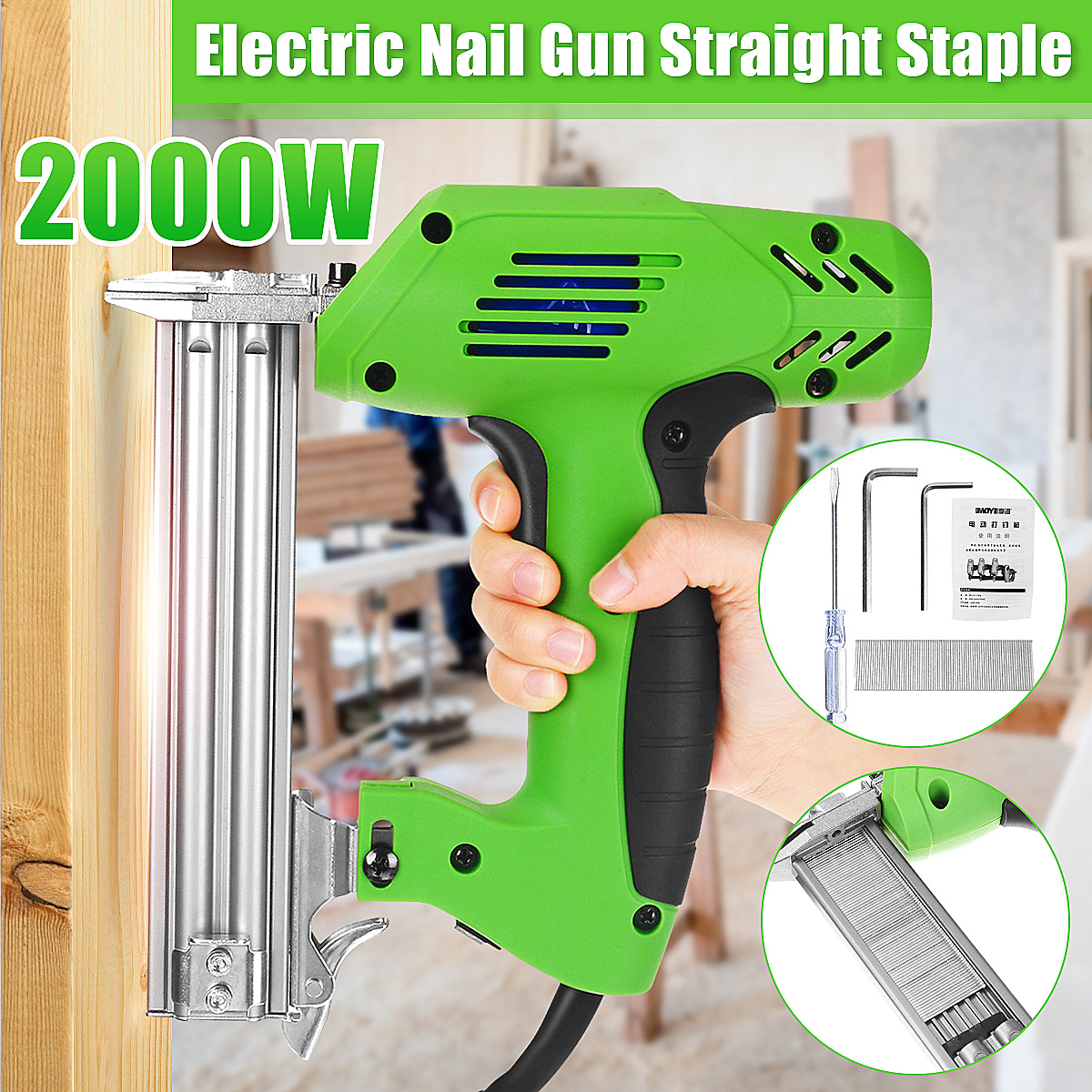 2000W Electric Straight+Staple Gun Framing Tacker Eletric Nails Gun 220V Electric Power Tools U-Shaped Straight Nail Gun ► Photo 1/6