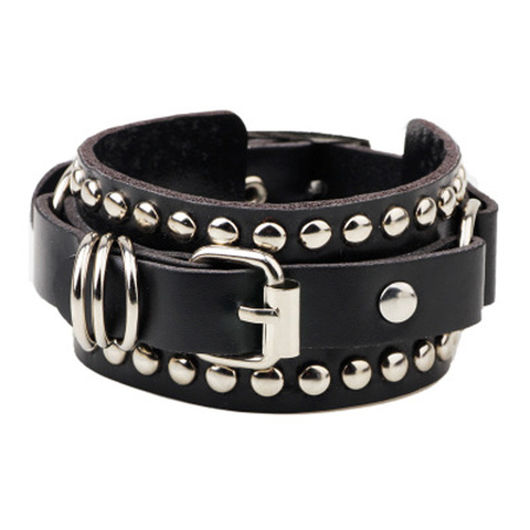 New Fashion Casual gothic Punk Style rivet buckle belt PU Leather Bracelets Bangles for Women. Charm Wristband wrap bangle ► Photo 1/6