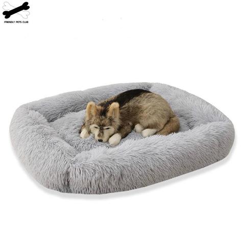 Square Plush Cat Bed House Cat Mat Winter Warm Sleeping Cats Nest Soft Long Plush Dog Basket For Dog Big Cushion Products ► Photo 1/6