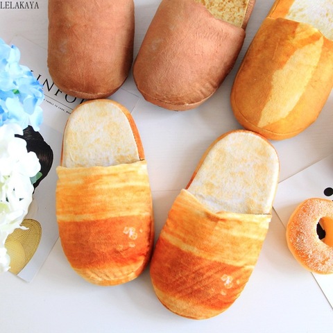 Simulation Bread Cartoon Couple Slippers Home Autumn Creative Soft Stuffed Animals Indoor Shoes Unisex Warm Non-slip Slippers ► Photo 1/6