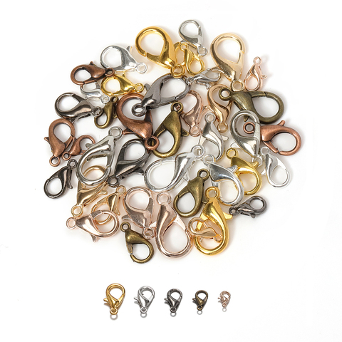 100pcs 10/12/14/16mm Gold Silver Bronze Lobster Clasp Hooks for DIY Jewelry Making Necklace&Bracelet Chain Connector Findings ► Photo 1/6