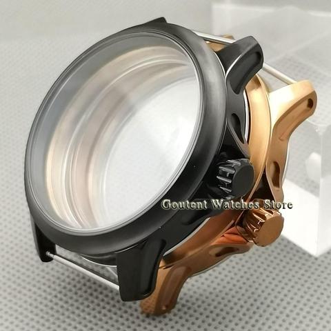 44mm Steel watch Case Black PVD/Bronze plated fit eta 6497/6498,seagull ST36 movement men watch ► Photo 1/6