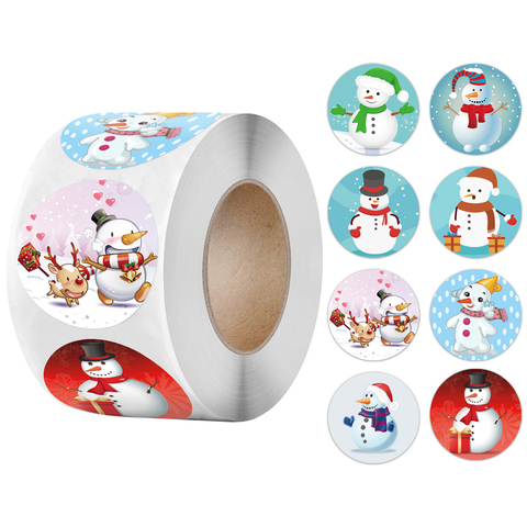 100-500pcs Christmas Stickers Printable Labels Stickers 8 Designs Pattern Cartoon Reward Sticker For Kids Toys Gift Waterpro ► Photo 1/4