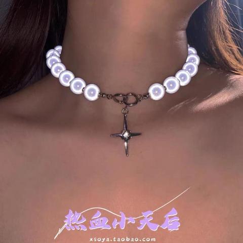 Reflective Bead Choker with Cross Charm Valentine’s Day Necklace Glow Choker Reflective Choker FSG303-37D ► Photo 1/2