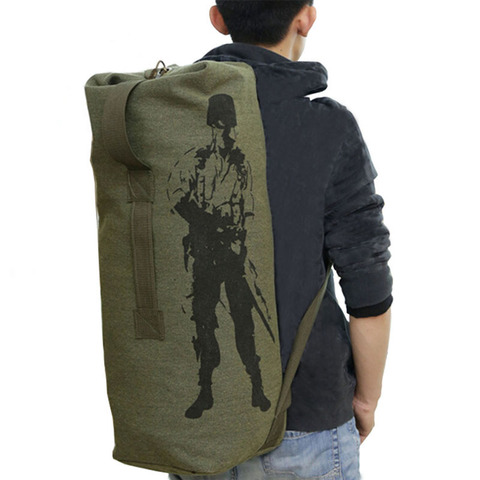 Outdoors Canvas Military Backpack Camping Hiking Rucksack Women Men Bag Bucket Drawstring Travel Rucksack Mochila Army XA1245A ► Photo 1/6