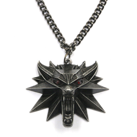 10pcs/lot Wizard wild Series wolf head Medallion pendant necklace monster hunter Cosplay games animal wolf chain necklace ► Photo 1/6