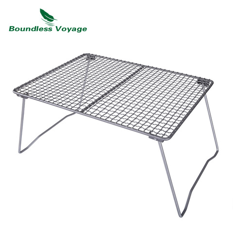 Boundless Voyage Outdoor Camping Picnic Titanium Charcoal BBQ Grill Net with Folding Legs ► Photo 1/5