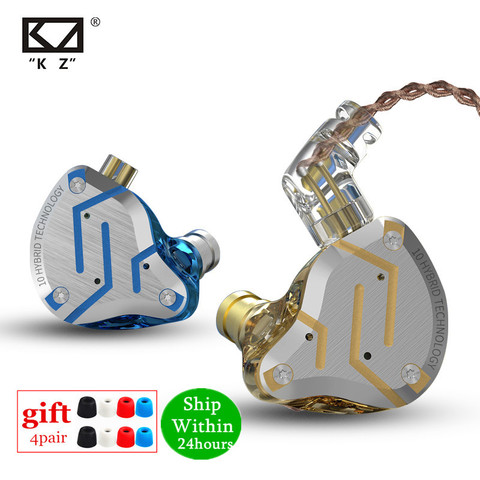 KZ ZS10 PRO 1DD 4BA HIFI Metal Headset Hybrid In Ear Earphone Sport Noise Cancelling Headset ZSN PRO ZST AS12 AS16 ES4 V80 T2 S2 ► Photo 1/6