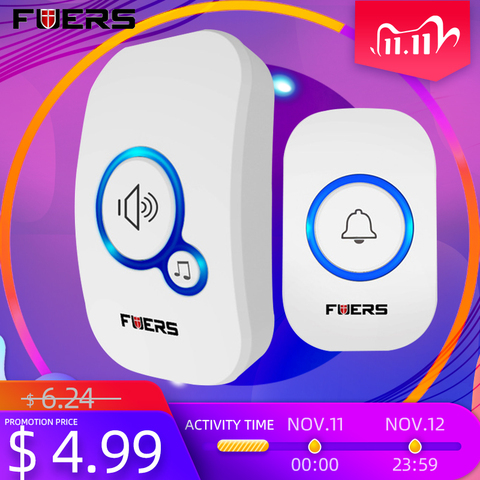 FUERS M557 Wireless Doorbell outer wireless door bell Home Wireless Welcome Chime Alarm With Battery 32 Songs Smart Doorbell ► Photo 1/6