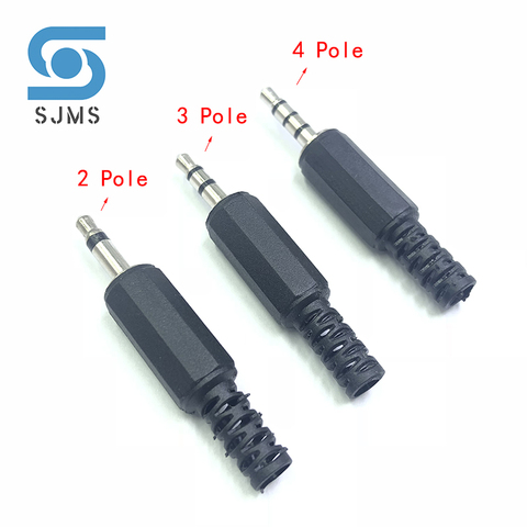 5pcs 3.5mm 2/3/4 Pole Black Plastic Housing DIY Audio Connectors Jack Plug Headphone Stereo 3.5mm Male Adapter ► Photo 1/4